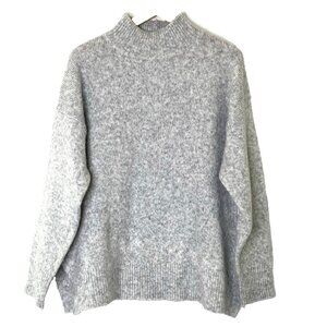 Top Shop Pullover Mock Neck Sweater Top Womens size 8-10 Medium Gray Oversized